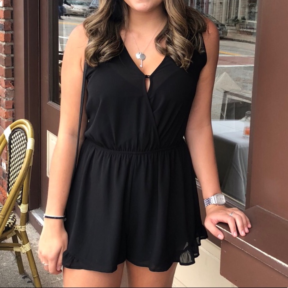 ASTR Sheer Sleeveless Black Romper
